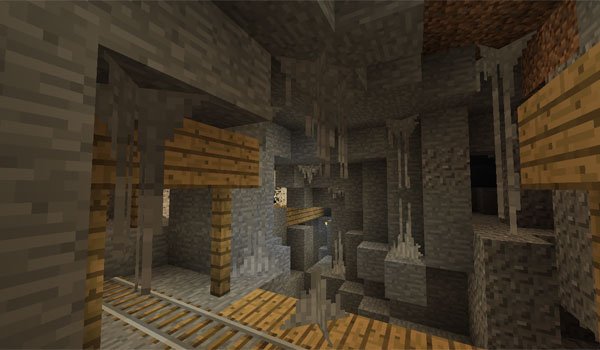 picture of the inside of a cave with items of wildcaves 3 mod.