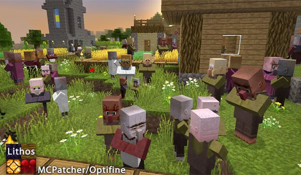 Image where we can see how the villagers will look like after installing the Lithos texture pack.
