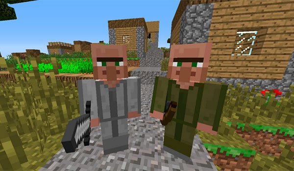 picture where we see two soldier villagers added by helpful villagers 1.7.10.