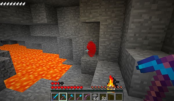 imagen donde podemos como encontrar los objetos que añade este mod, en las minas de Minecraft.